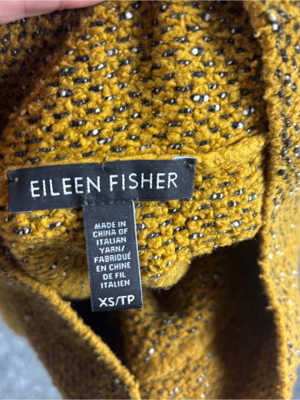 EILEEN FISHER Women’s Textured Mock Neck Sweater Mustard Yellow size: XS - Picture 3 of 7